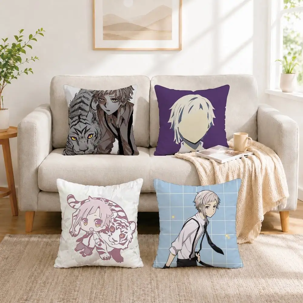 Bungo Stray Dogs Atsushi Nakajima Square Double-Sided printed Pillow Case Bedroom Bedside Pillow Sofa Cushion Cover Gift