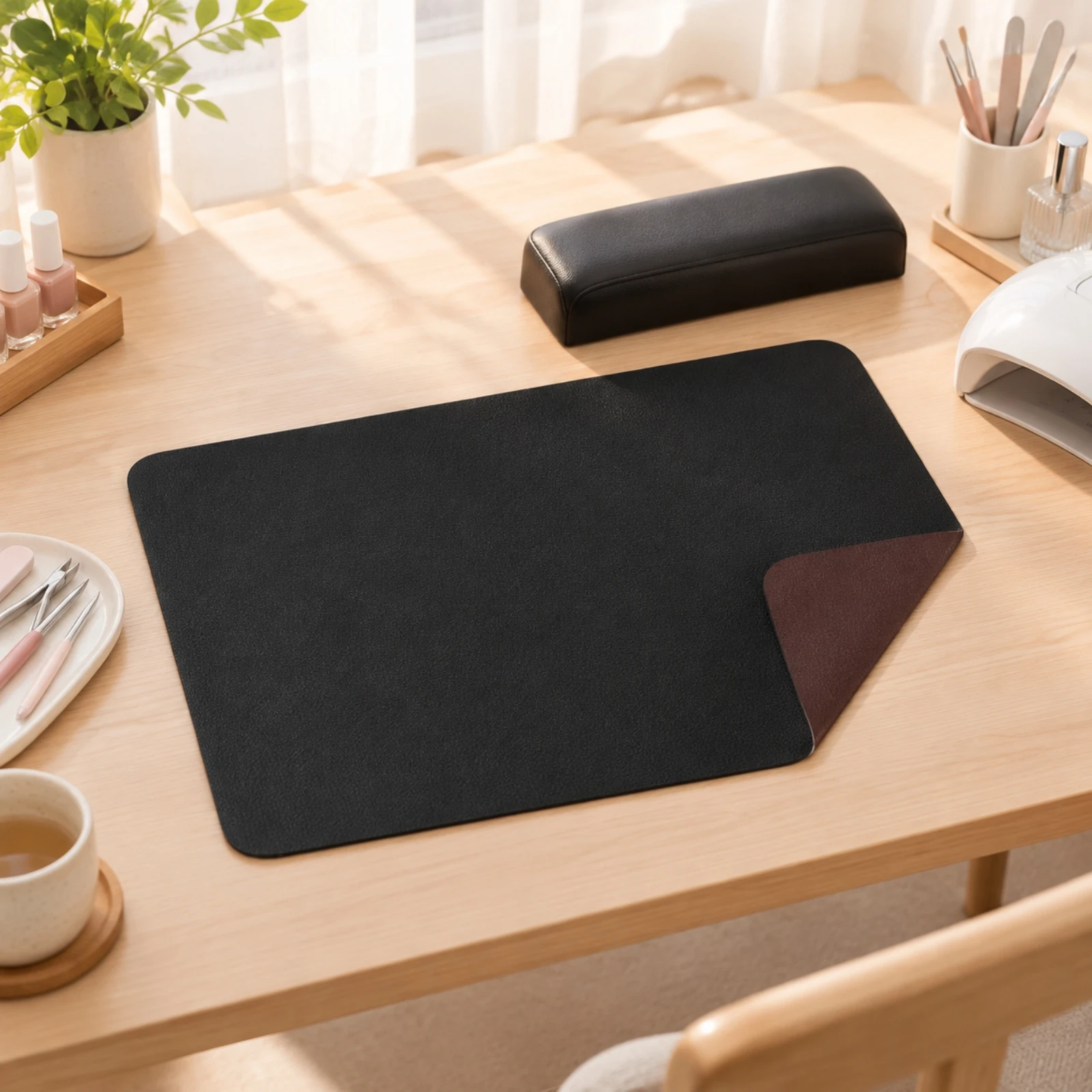 Manicure Hand Rest with Desk Mat Cushioned Manicure Hand Rest with Table Mat Cushion Soft Slim for Beauty Professionals