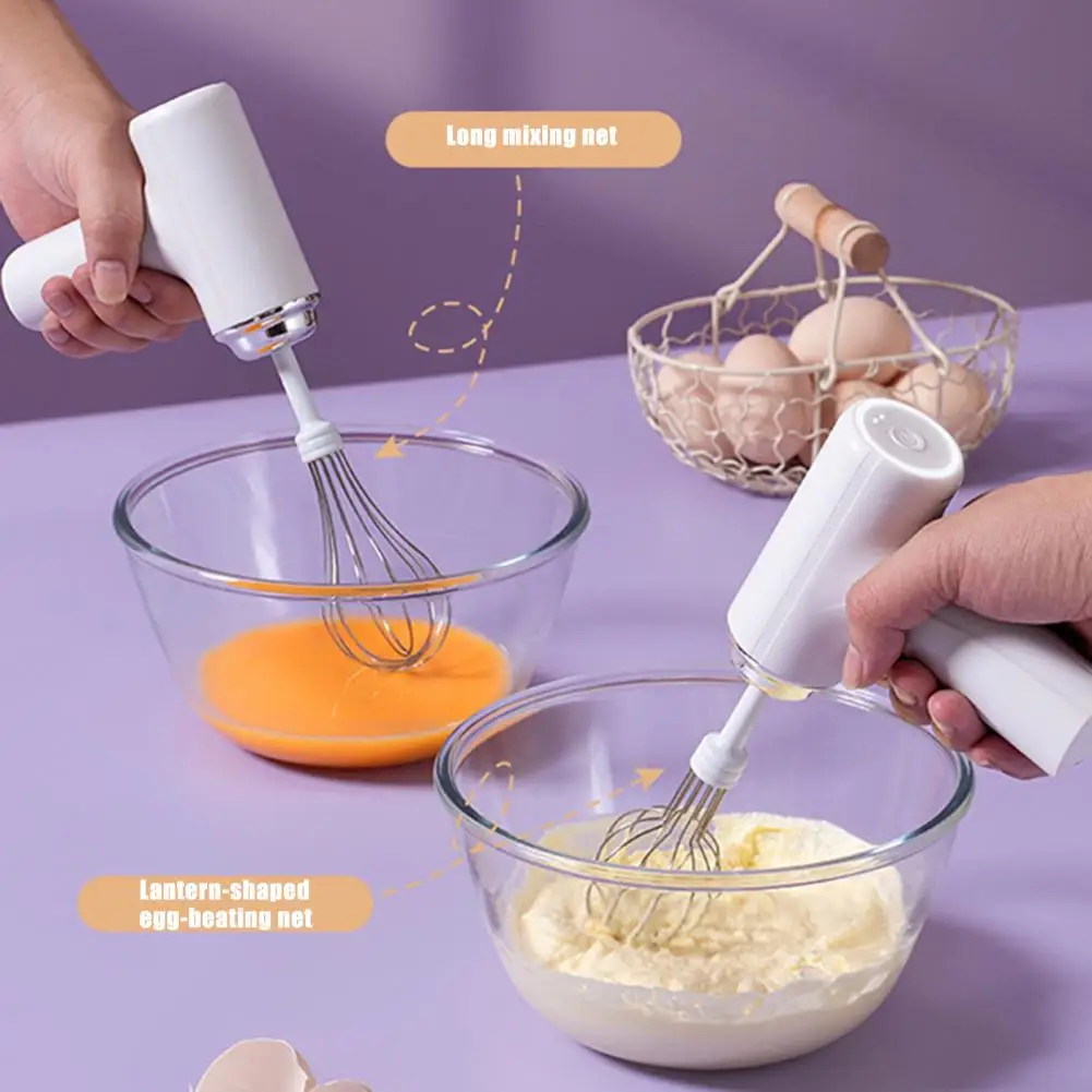 Egg Cream Milk Whisker Electric Egg Beater Portable Cordless Electric Hand Mixers with Interchangeable for Whisking for Easy