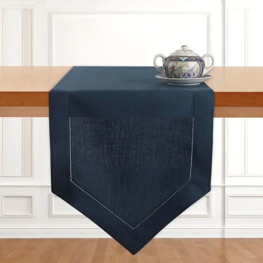 

Homes Темно-синяя льняная дорожка длиной 108 дюймов, 100 чистых льняных ромбовидных дорожек 14 x 108 дюймов для столовой, пасхальной машины