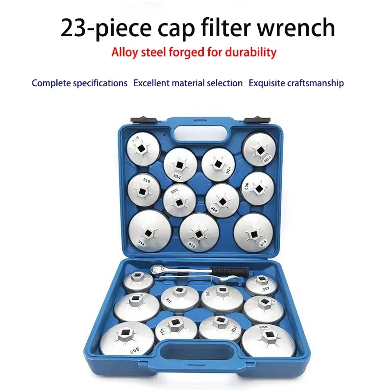 23pcs Oil Filter Wrench 901-915 Cup Filter Socket Professional Aluminum Bearing Extractor Removal Tool Sleeve Spanner