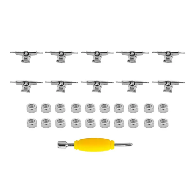 

-[Cilae-17R] 10 Pcs 29Mm Fingerboard Trucks Finger Skateboard Deck With Nuts With Spanner Screwdriver For Finger Skateboards