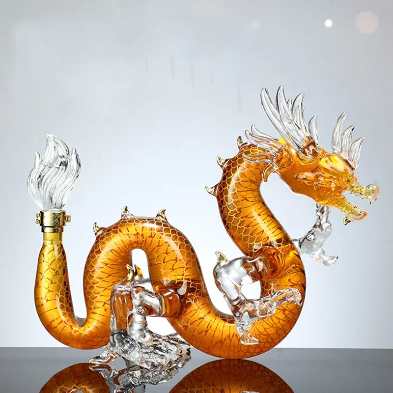 

Dragon Shaped Foam Bottle Chinese Zodiac Whiskey Decanter Household Sealed Glass Alcohol Bottle for Liquor Scotch Bourbon Gifts