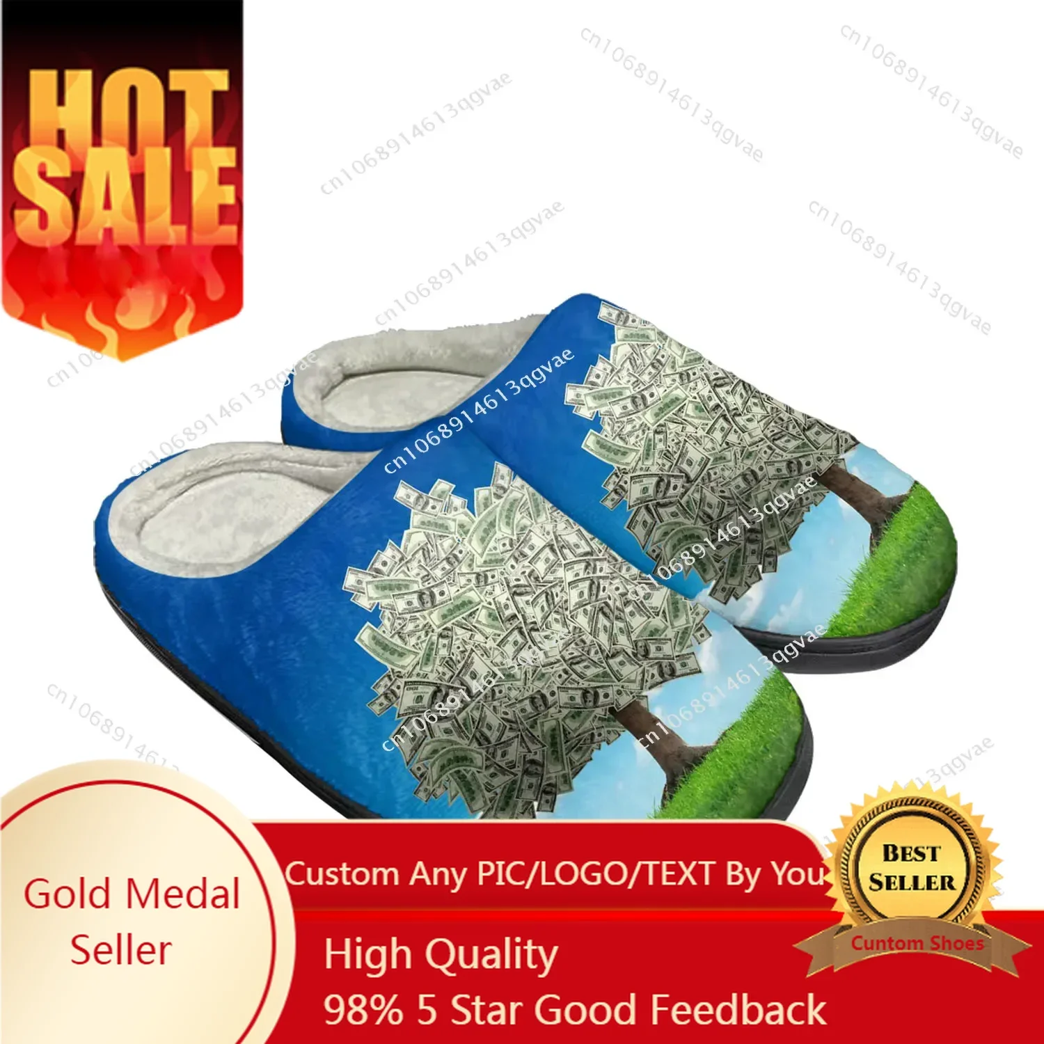 Dollar Green Tree Home Cotton Custom Slippers Mens Womens Sandals Plush Bedroom Casual Keep Warm Shoe Thermal Slipper White