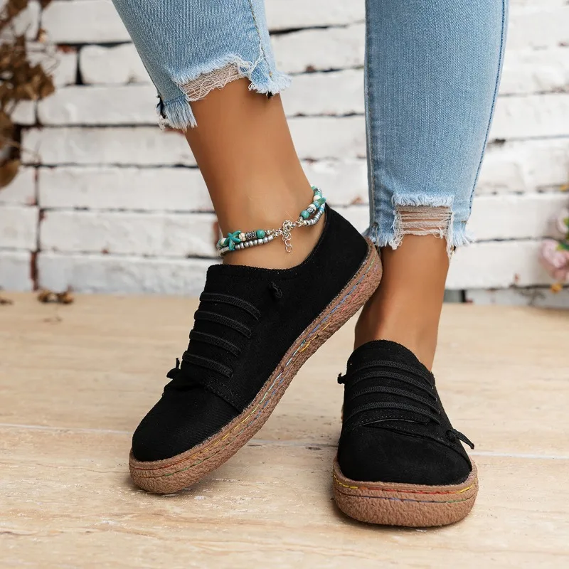 2024 New Retro Fashion Women Casual Shoes Solid color Versatiled Flats Ladies Loafers Lightweight Walking Sneaker Tenis De Mujer