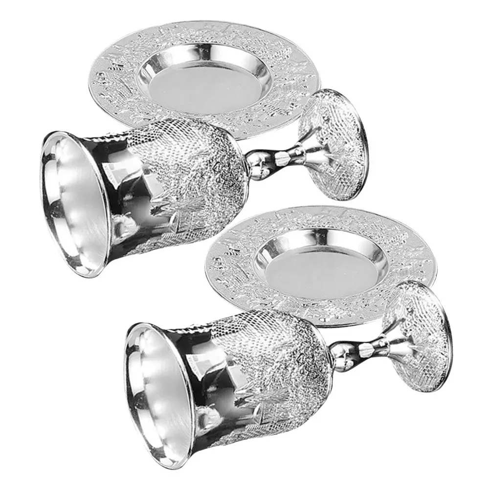 

2Set Blessing Cup Set Elegant Embossed Metal Goblet for Shabbat Passover Havdalah Rituals Zinc Alloy Holy Cups Judaica Shabbos