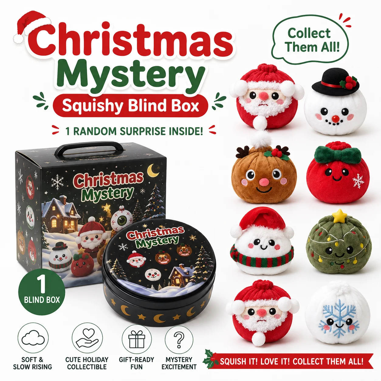 Christmas Halloween Dumpling Squishy Toy Slow Rising Squeeze Fidget Sensory Stress Relief Bao Bun Novelty Holiday Gift Set