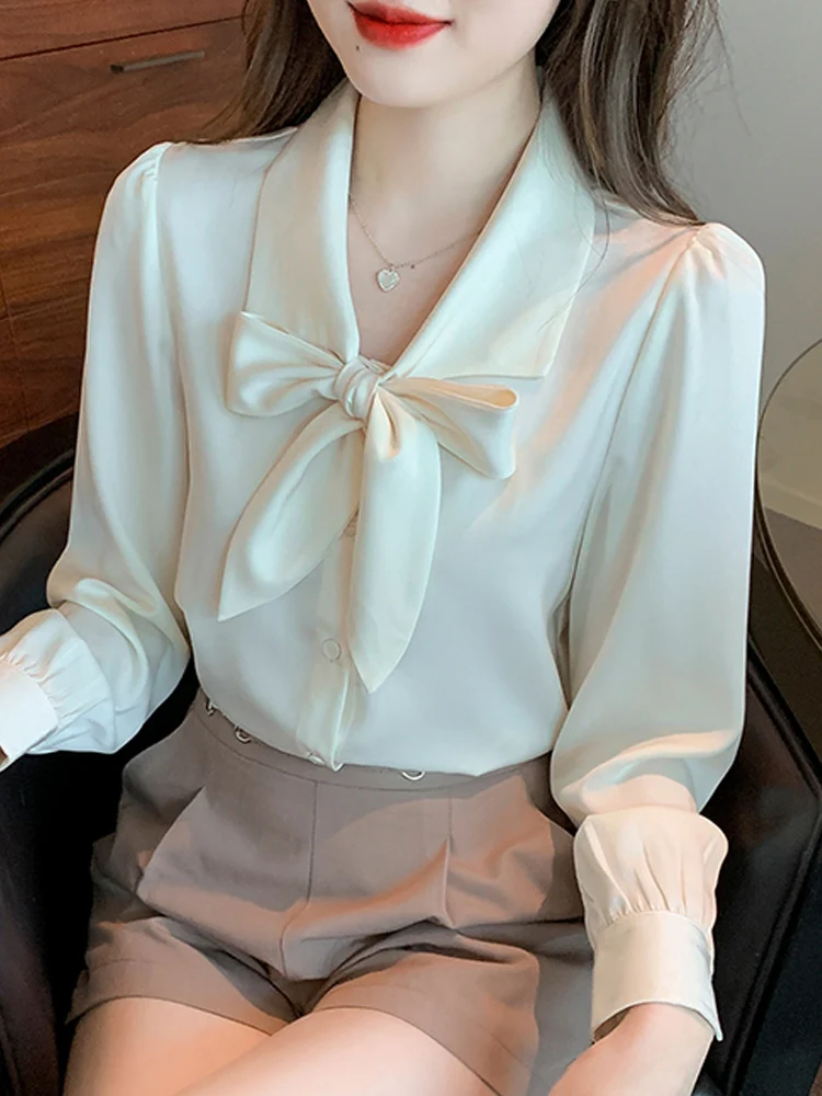 

Long Sleeve Blouse Women Apricot Chiffon Blouse Shirt Women Tops Blusas Mujer De Moda 2024 Blouses Camisas Blusa Feminina F775