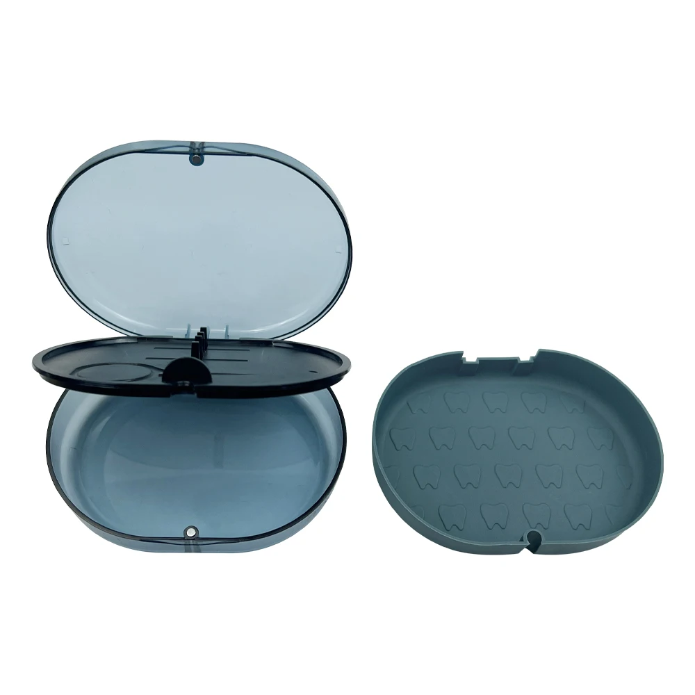 2 Layers Orthodontic Retainer Invisible Braces Storage Box With Mirror Teeth Soaking Denture Cleaning Tooth Container Case