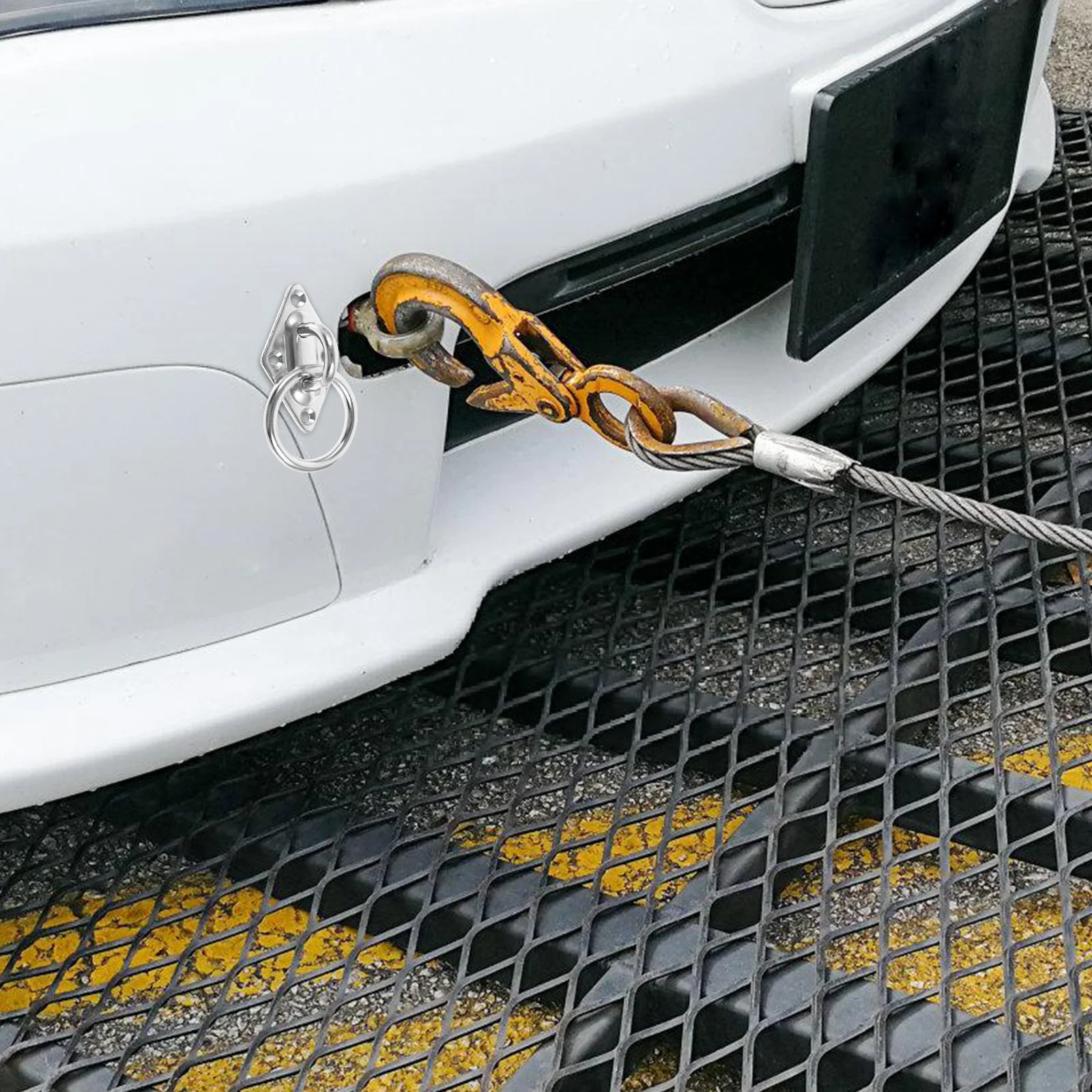 Ancla de amarre de remolque de acero inoxidable, placa de montaje de anillo redondo, gancho de remolque para coche, ganchos de cama de camión de alta resistencia para vehículos