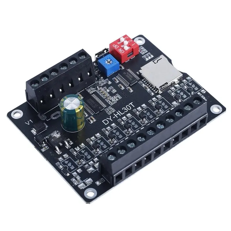 【CYBER MONDAY】10X 30W MP3 Voice Playback Module DY-L30T 9 Trigger Player Power Amplifier Board TF Card 32G Max WAV DC 12V 24V MP