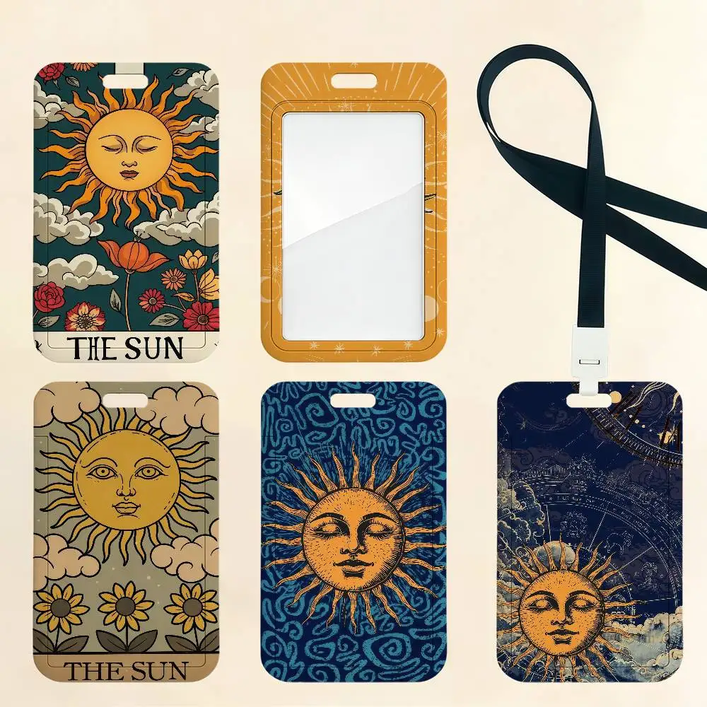 Sun Face Card Holder Student ID Case Daily Use Subway Commute Work Cover Office School Bus Protector