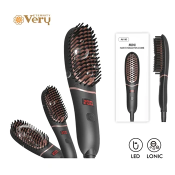 Image Hair Straightener Brush Men Beard Comb Straighting brush Ceramic Hair Curler Comb Straighteners Curling Hair Iron Bru