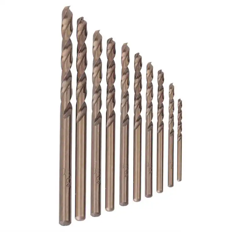 Juego de brocas de cobalto M35, 10 piezas, juego de brocas de HSS-CO, 1,0mm, 1,5mm, 2,0mm, 2,5mm, 3mm, 3,2mm, 4mm, 3,5mm, taladro helicoidal de acero inoxidable