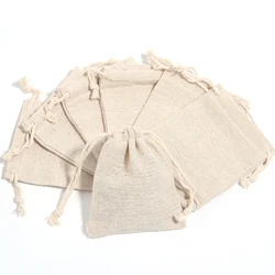 Linen Fabric With Drawstring Packaging Bag Beige Storage Bags Jewelry Bags Jute Gift Bags With Wedding Souvenir Candy Bags