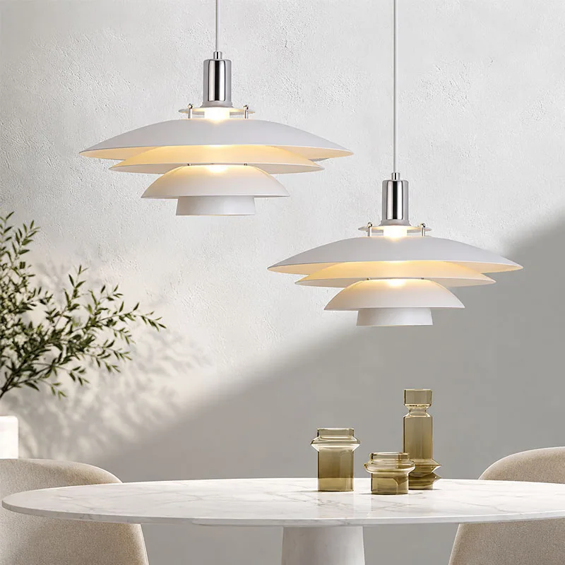 Modern Metal Pendant Light Aluminium Art Pendant Lamps Height Adjustable Chandeliers for Living Room Dining Room Decor Lights