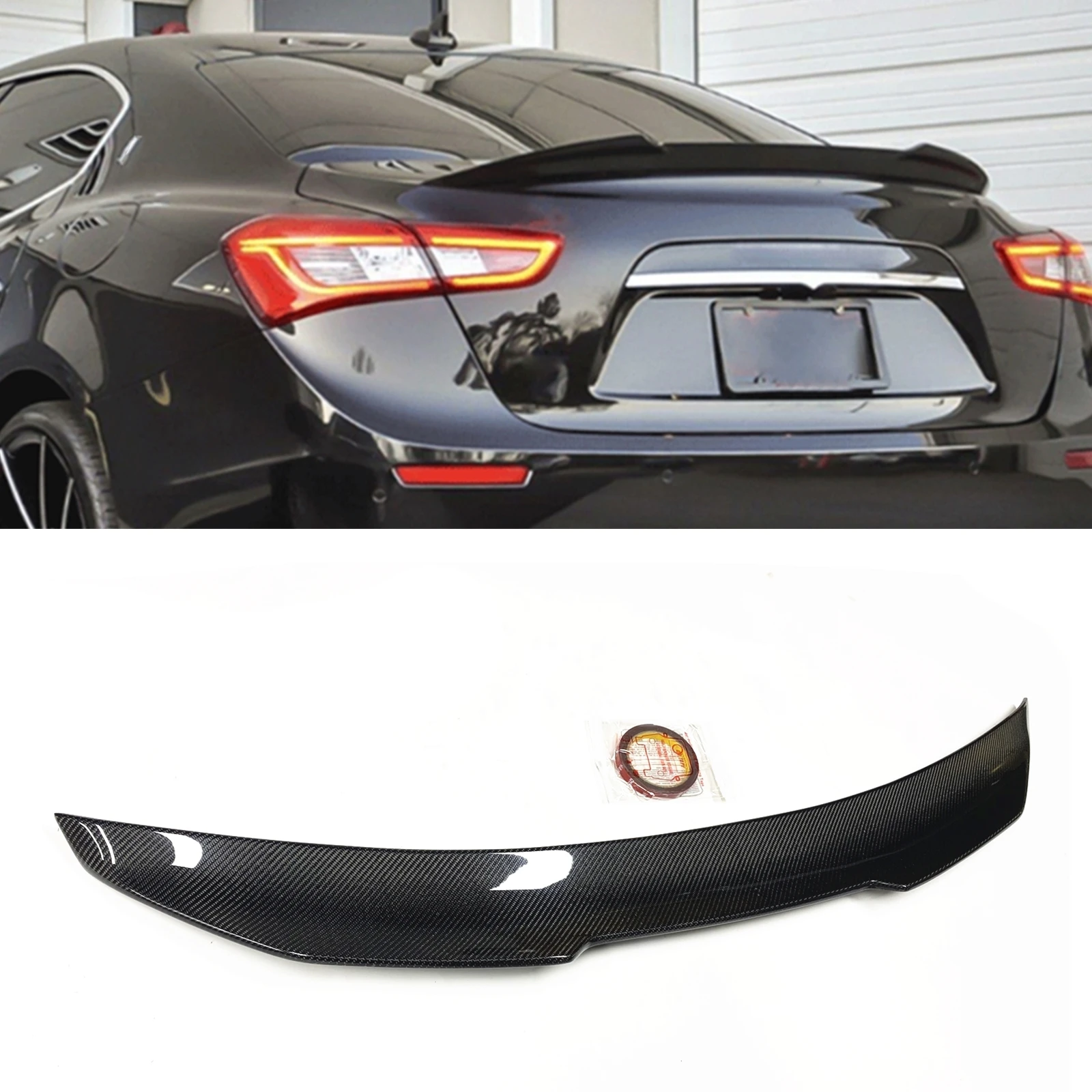 

For Maserati Ghibli Sedan 2014-2023 Rear Trunk Spoiler Lip Wing PSM Style Real Carbon Fiber Car Tailgate Lid Flap Splitter Lip