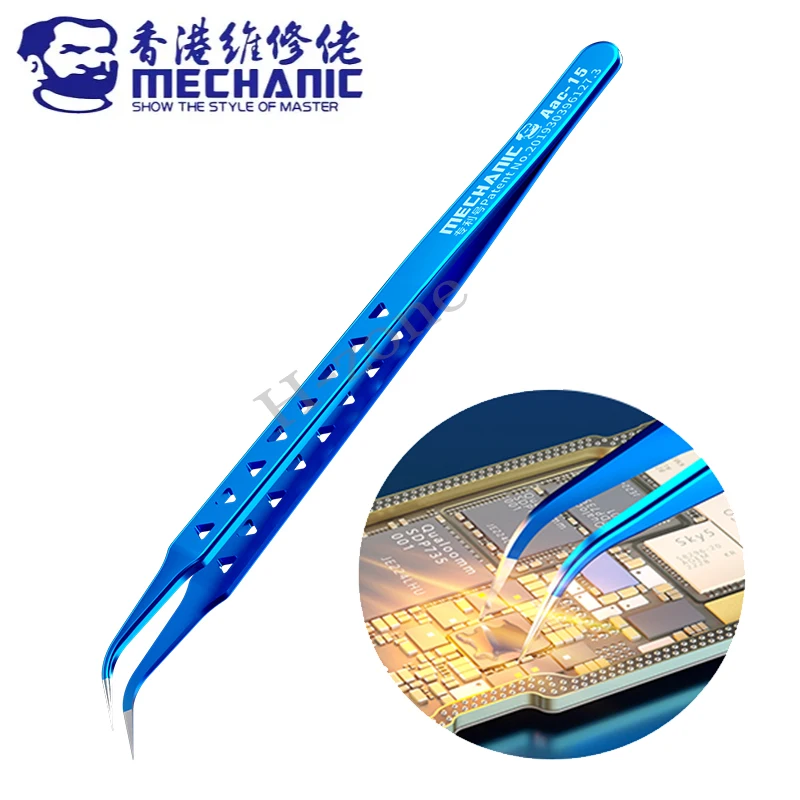 MECHANIC AAC-15 Stainless Steel Tweezers for Phone Repair High Precision 8 Hole Heat Dissipation Flying Wire Spot Welding Clip