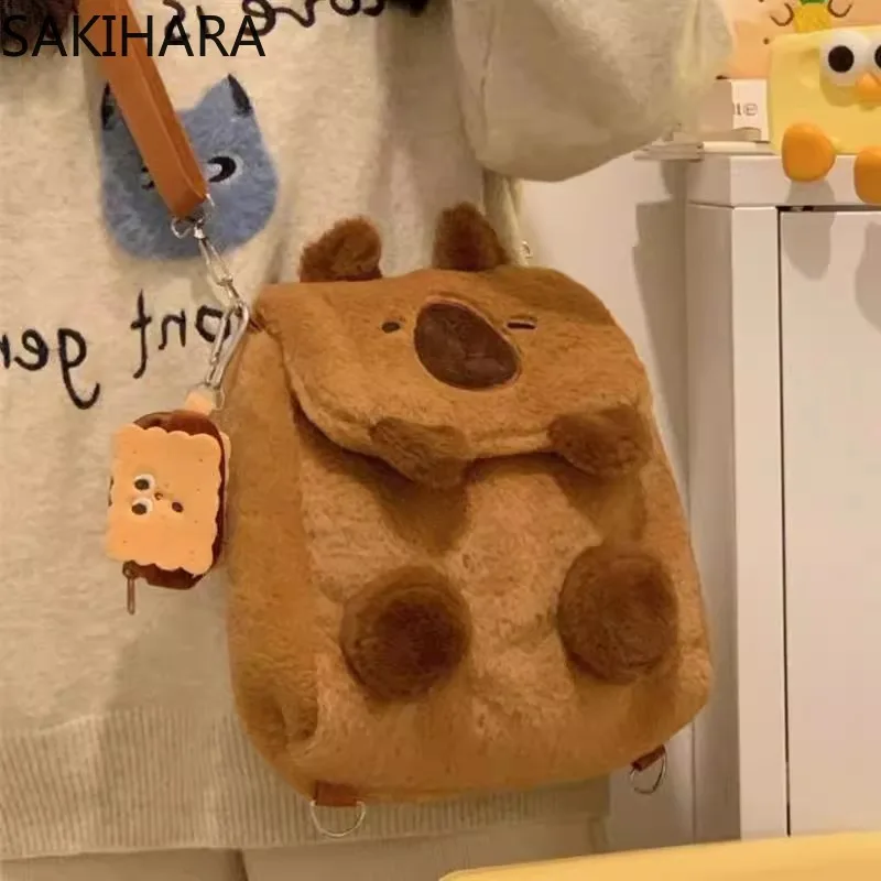 Sacs à dos moelleux pour étudiants, sacs à bandoulière de dessin animé Kawaii All Match, sac de créateur de mode décontracté mignon, sac de voyage lancé