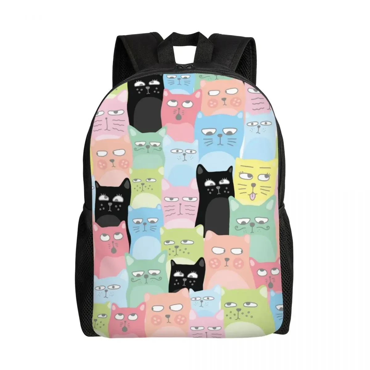 

Custom Suspicious Cats Space Kitten Pattern Travel Backpack Men Women School Laptop Bookbag College Student Daypack Bags