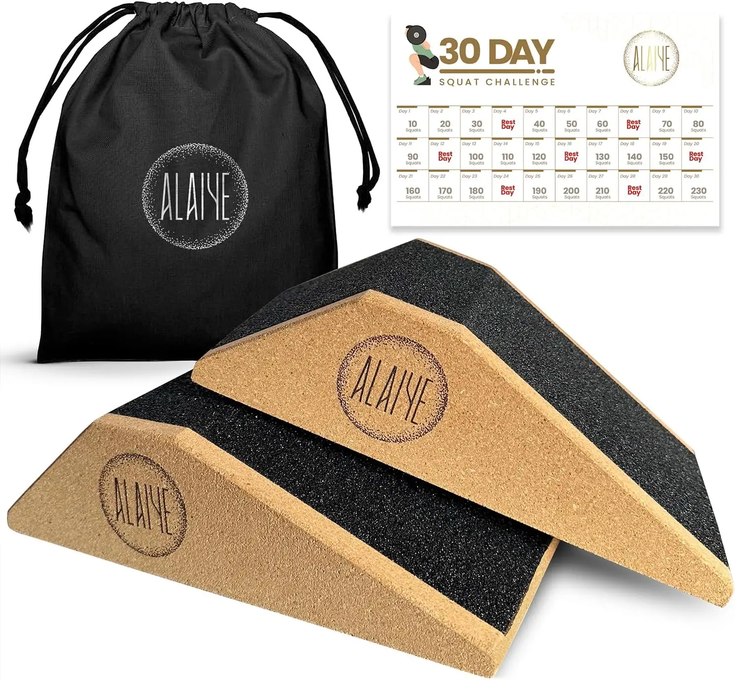 

Squat Wedge Blocks Set of 2 - Non-Slip Slant Boards for Lower Body Workouts with Carry Bag for Heel Support and Stretching