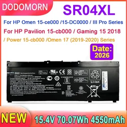 Dodomorn sr04xl-バッテリー,ノートブック用,HP,15-ce000 15-dc0000パビリオン,15-cb000,パビリオンゲーム用15 2018 4550mah/70.07wh