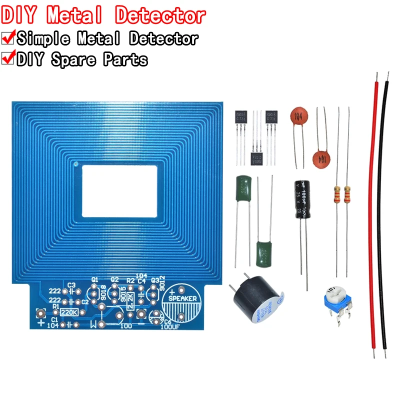 Metal Detector Scanner Unassembled Kit DC 3V-5V Suite Metal Sensor Board Module Electronic DIY Kits PCB Board Buzzer Capacitor