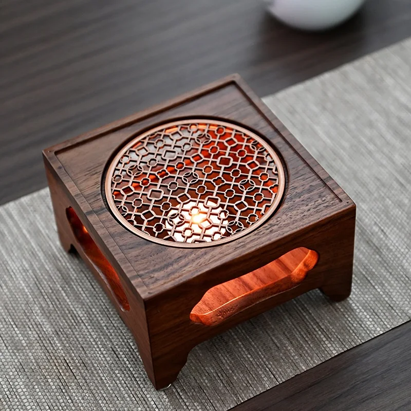 

Zen Walnut Four Legged Warm Tea Stove Handamde Solid Wood Candle Heating Base Chinese Style Cooker Tea Aromatherapy Tea Ceremony
