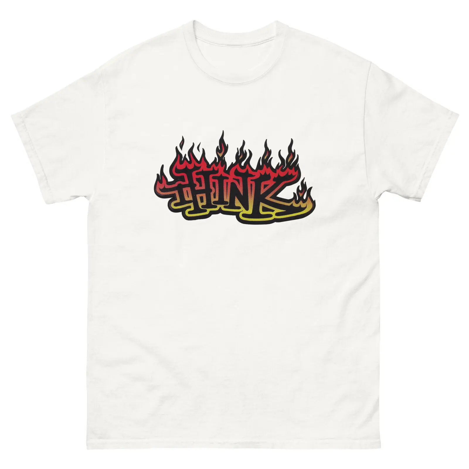 Think Skate Red Flames Skateboarding 80s 90s Designs T Shirt