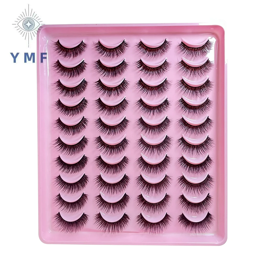 20 Pairs 6D Fiber Lashes Thick False Eyelashes Natural Long Eye Lashes Wispy Fake Eyelash Extension Makeup Tools Faux Cils