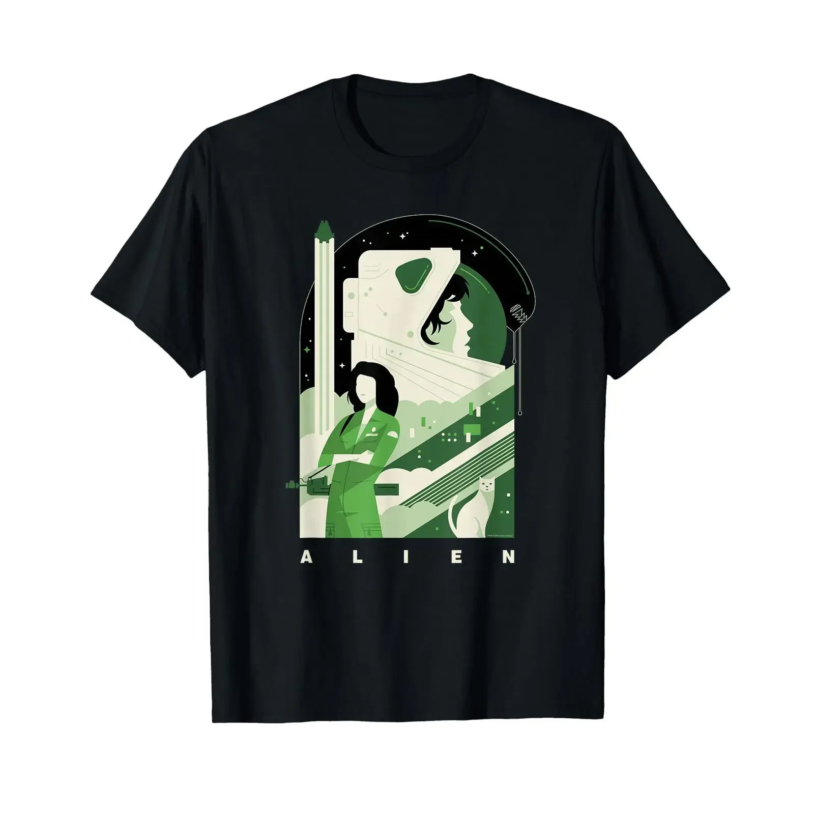 Alien 45th Anniversary Ellen Ripley Stylized Tribute Art T Shirt vintage Washed fashion Stretched Casual Breathable Soft