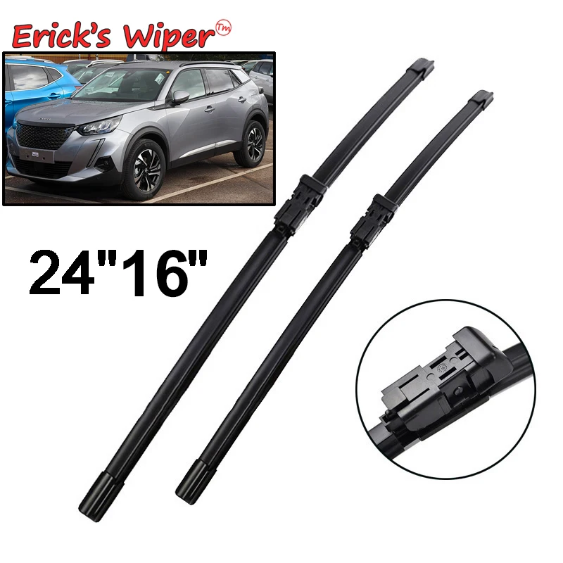 Erick\'s Wiper LHD Front Wiper Blades For Peugeot 2008 P24 MK2 2019 - 2023 Windshield Windscreen Window Rain Brushes 24\'\'+16\'\'