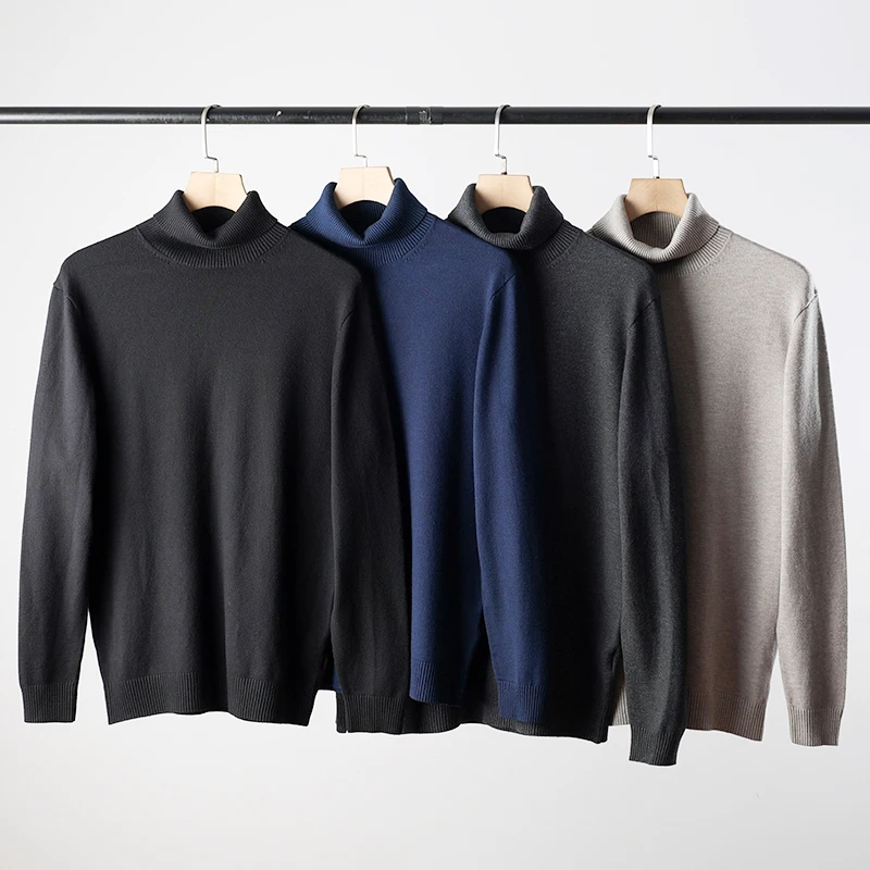 

Мягкий удобный мужской вязаный свитер High Ne Long Sve Pure Color Base irt Faion Urban Sle Осень Зима Faion