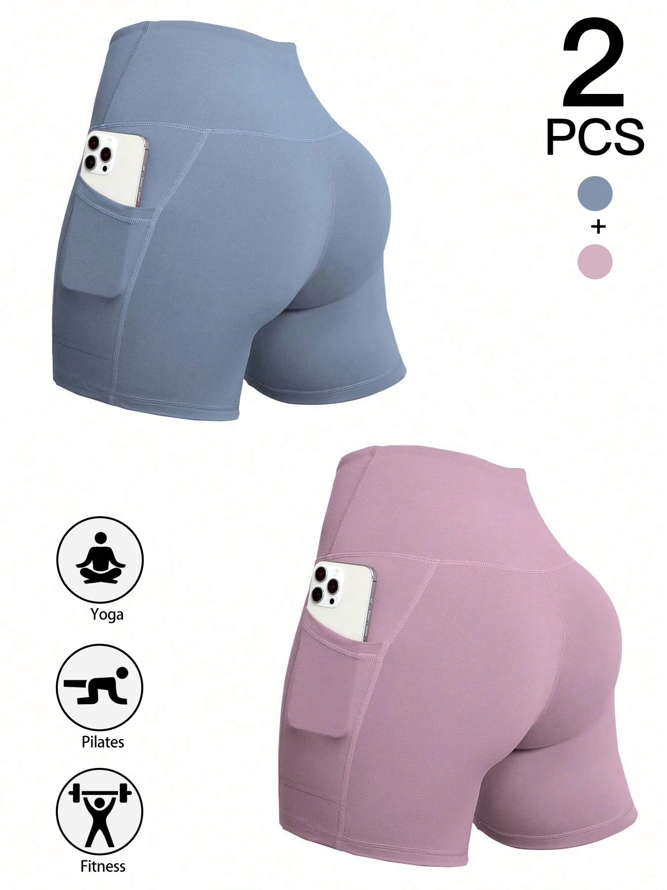 

Summer Solid Color Yoga Shorts With Pockets Quick Drying High Waisted Gym Push Up Yoga Shorts For Woman Breathable Workout Short
