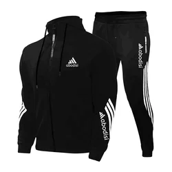 Set Of 2 Men's Workout Pieces, Casual Sportswear, Hooded, Branded Clothing, Fitness, Spring And Fall, New, Warm, 2024