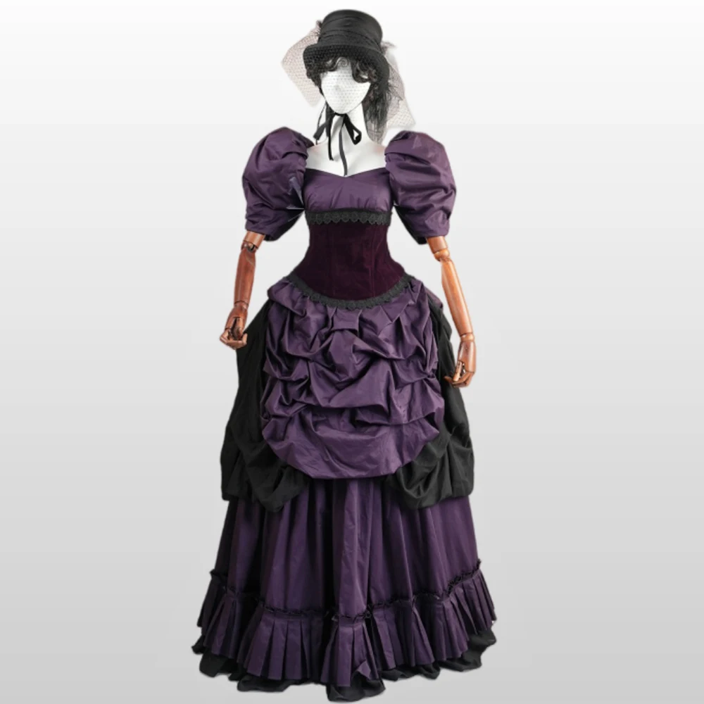 

Women's Gothic Victorian Princess Bustle Dress 1880s Steampunk Purple Walking Costume Renaissance Rococo Duchess Ball Gown
