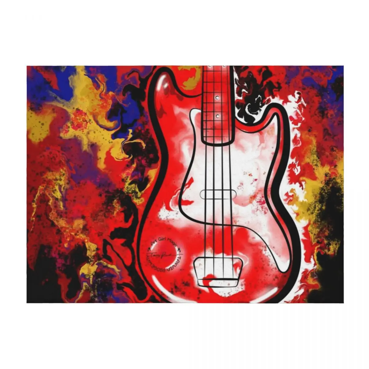 

Fiery Guitar Throw Blanket Multi-Purpose Stuffeds Decorative Beds Blankets For Sofas Blankets