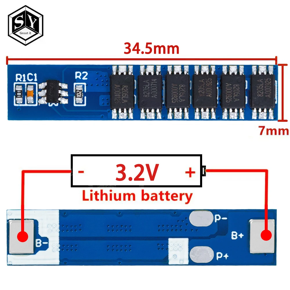 1S 15A 3.7V Li-ion 6MOS BMS PCM Battery Protection Board PCM for 18650 Lithium Lion Battery