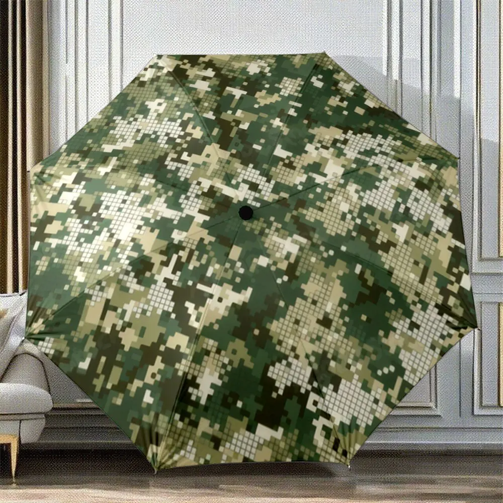 

Automatic Camouflage Umbrella with Camo Pattern (Green/Brown/Beige) - Self-Opening/ Closing, 8-Rib Compact Folding Design, Por