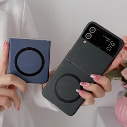 4Colors Plain Skin Magnetic Wireless Charging Case For Samsung Galaxy W23 W24 W25 Z Flip 3 4 5 6 7 FE Magsafe Shockproof Cover