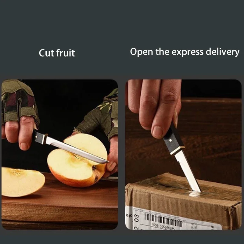 m390 straight knife, portable outdoor camping knife, household stainless steel high hardness apple cutting, open express