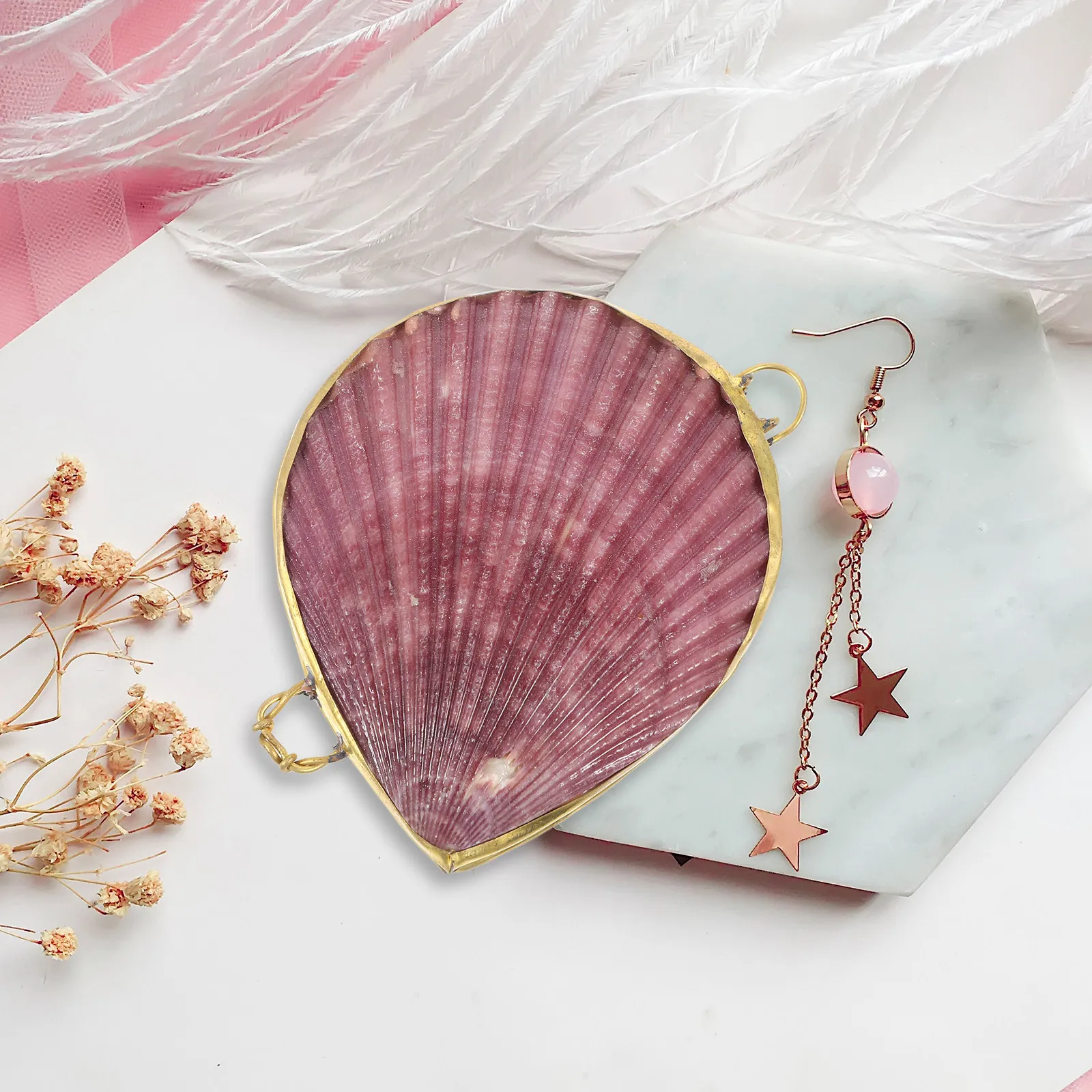 

Seashell Jewelry Case Storage Box for Small Trinkets Earring Holder Bracelet Organizer Decorative Shell Shaped Container