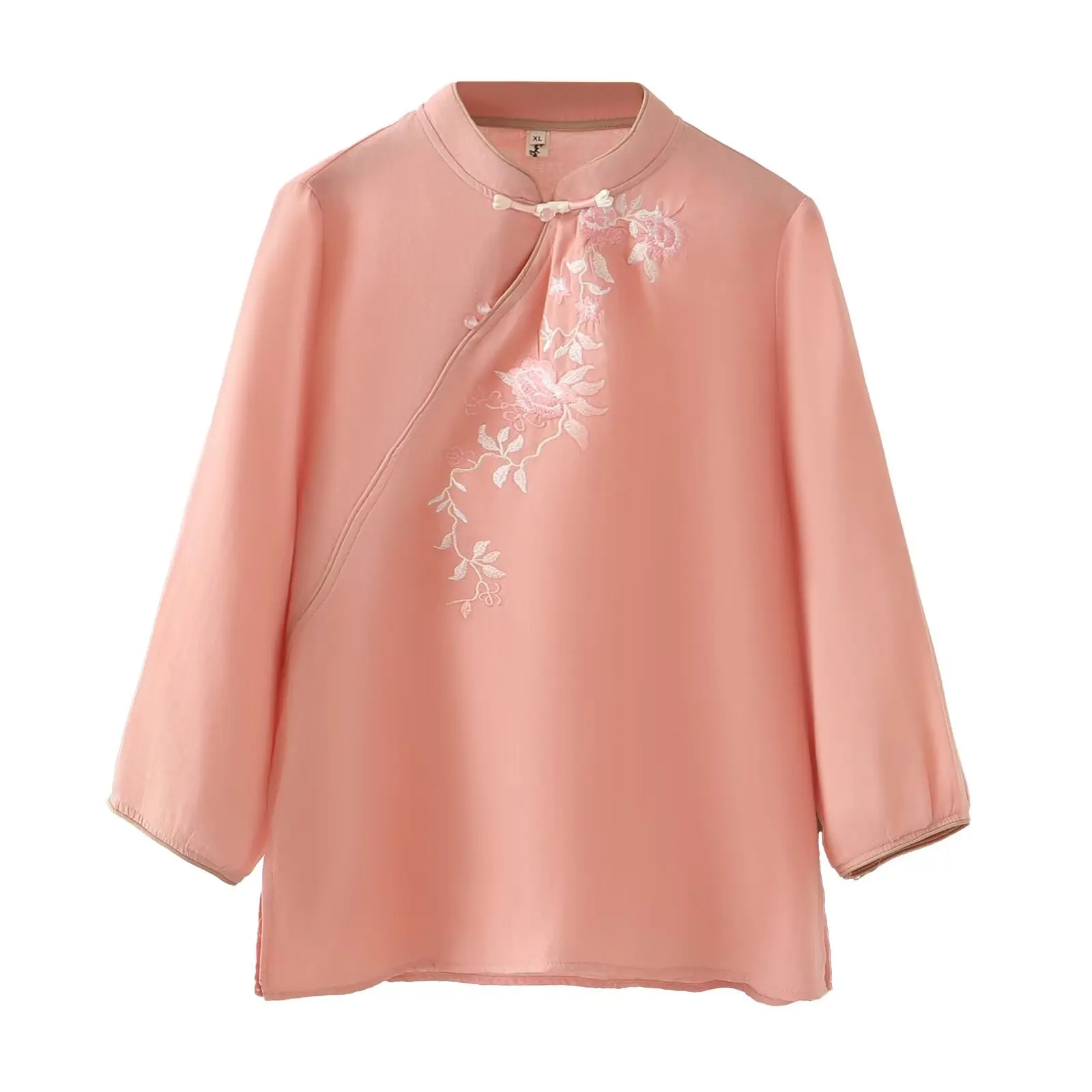 Chemisiers pour femmes, grande taille, à la mode, nouveau style chinois, brodé, boutonné, manches longues, chemise élégante
