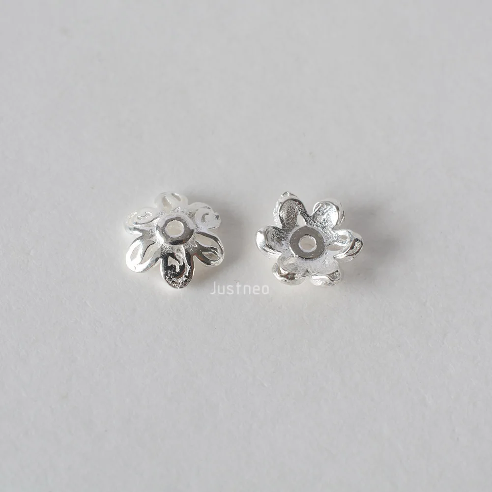 solid 925 sterling sliver bead caps,fancy flower beadcaps for loose beads