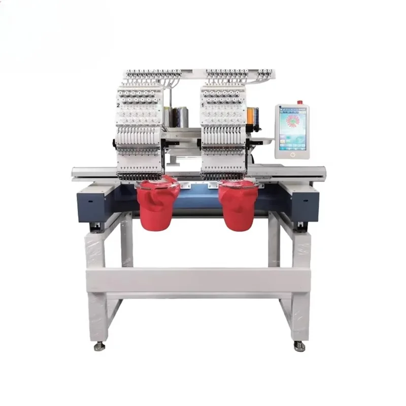 Customized Industrial Embroidery Sewing Machine 2 Head Embroidery Machine computerized embroidery machine For Hat T-shirt Flat
