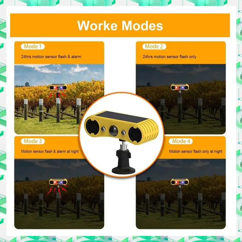 

3C Electron Solar Motion Sensor Alarm, Outdoor Warning Light,13 Sounds Security Alert System Animal Repeller For Farm Yard Barn,