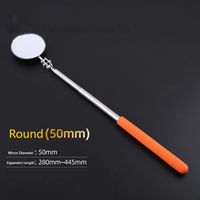 New Extendible Inspection Rotatable Mirror Stainless Steel Round Retractable Mirror Square Detection Tool Equipment Automotive
