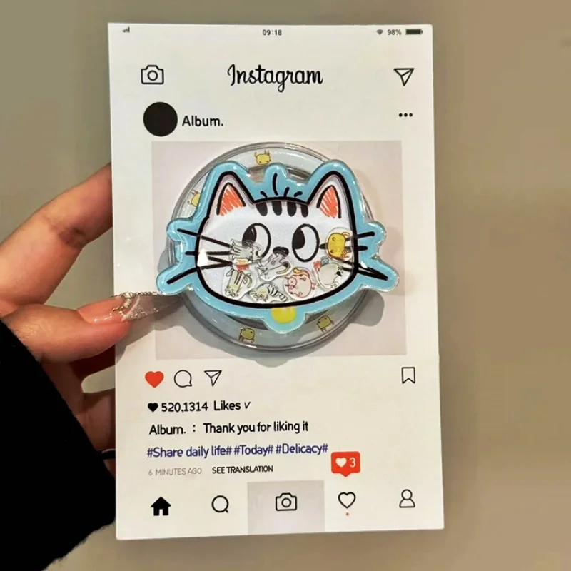 

Корейский милый мультяшный котенок, зыбучие пески, встряхивание для Magsafe Griptok, держатель для телефона, подставка для кольца на палец, поддержка IPhone 15, кронштейн для девочек