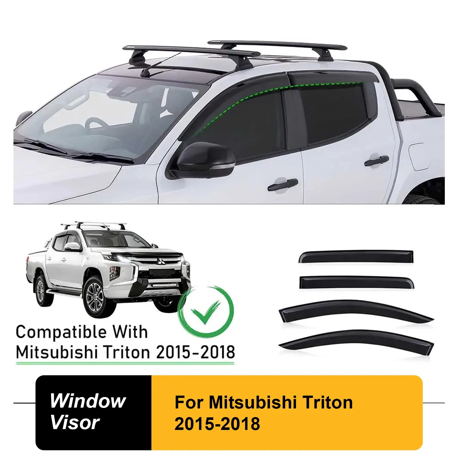 Window Deflector Window Visor FOR Mitsubishi Triton 2015 2016 2017 2018 Sun Rain Guards Door Visor Weathershield Double Cabin