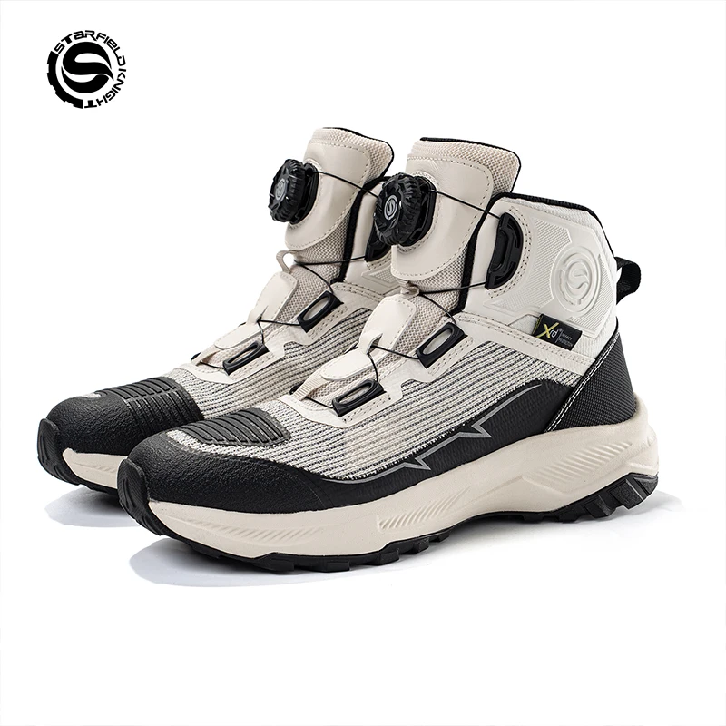 

SFK White Motorcycle Protective Boots 2026 New Summer Mesh Breathable Non-slip Rotary knob Adjustment Riding Protection Shoes